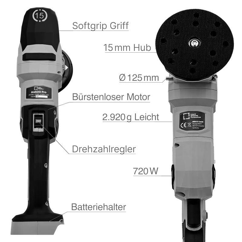 Akku Poliermaschine "A4500 Pro" - 15mm Hub