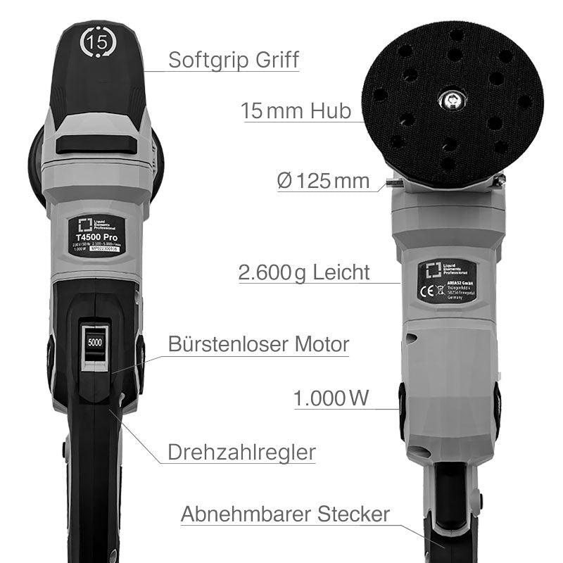 Poliermaschine "T4500 Pro" - 15mm Hub